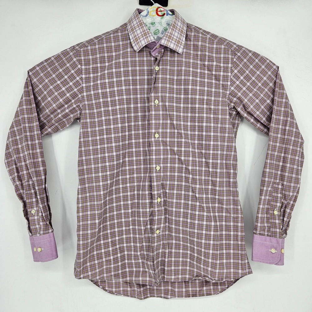 Etro Shirt Mens 39‎ Button Up Casual Preppy Plaid Long Sleeve Milano Italy
